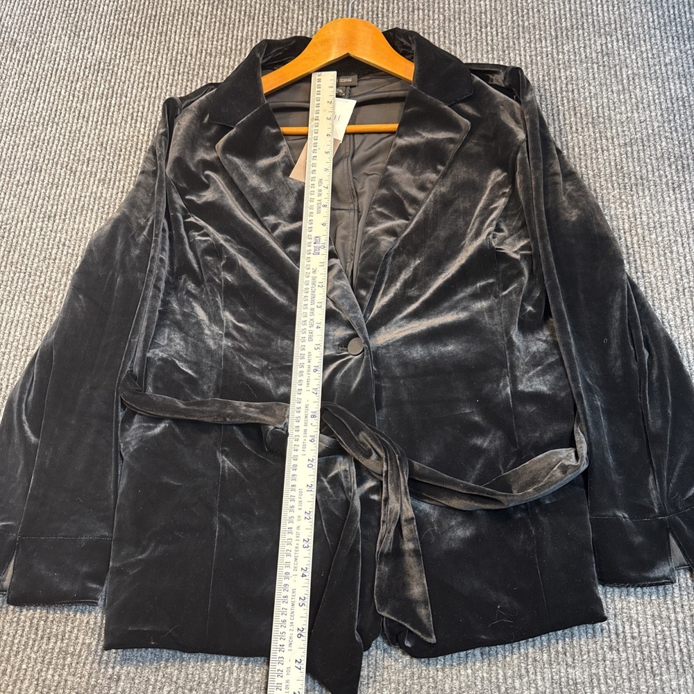 J Jill Velvet Blazer Womens Size XL Black Silk Blend One Button Pockets Elegant - Picture 5 of 8